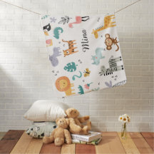 Cute Safari Jungle Animals Personalized Baby Name