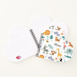 Cute Safari Jungle Animals Personalized Baby Name Notebook