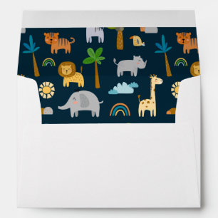 Cute Safari Jungle Animals Return Address Envelope