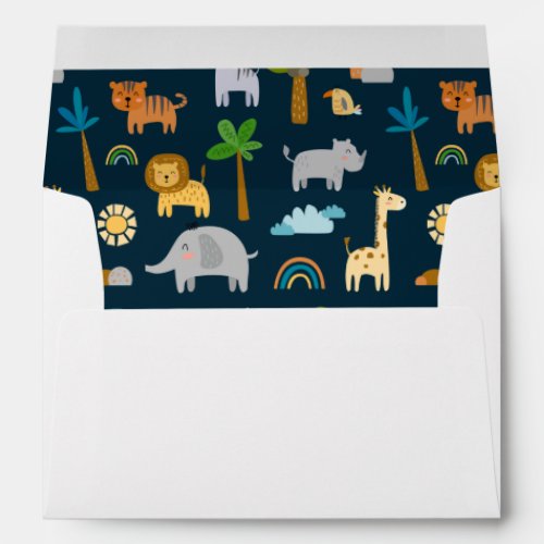 Cute Safari Jungle Animals Return Address Envelope