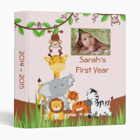 Cute Safari Jungle Baby Animal Girl Photo Album Binder