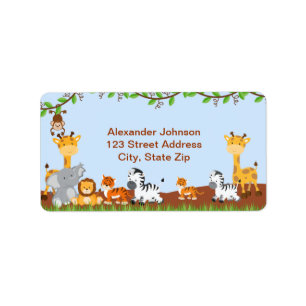 Cute Safari Jungle Baby Animals Address Label