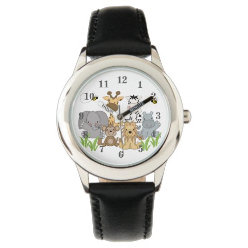 Cute Safari Jungle Baby Animals Kids Wrist Watch