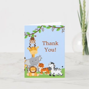 Cute Safari Jungle Baby Animals Thank You Card
