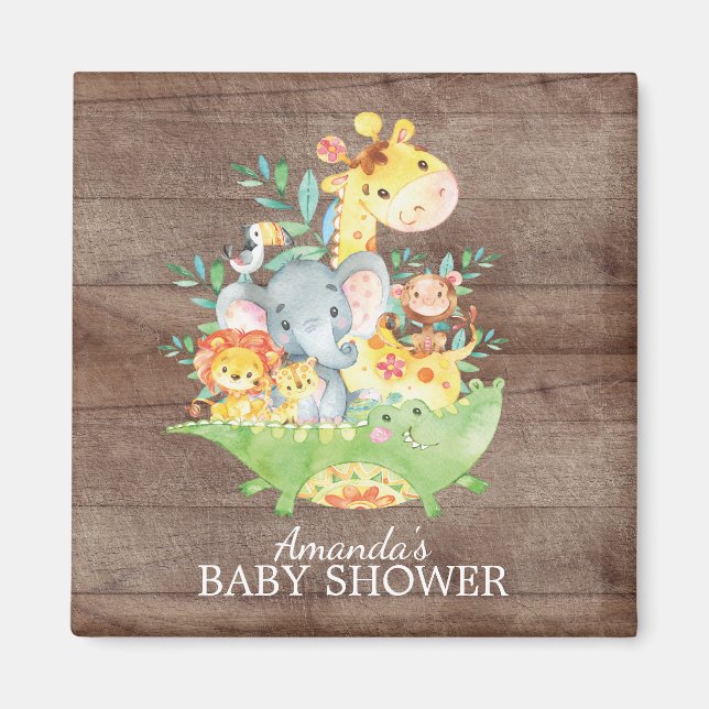 Cute Safari Jungle Baby Shower Favor Magnet (Front)