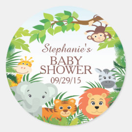 Cute Safari Jungle Baby Shower Favor Sticker