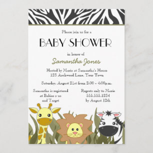 Cute Safari Jungle Baby Shower Invitation