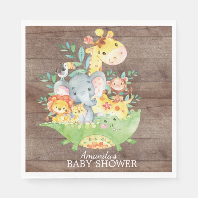 Cute Safari Jungle Baby Shower Paper Napkins (Front)
