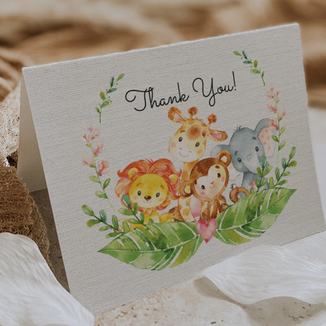 Cute Safari Jungle Baby Shower Thank You Note Card (Creator Uploaded)