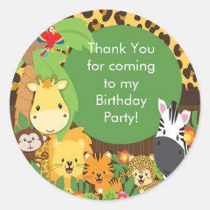 Cute Safari Jungle Birthday Party Classic Round Sticker