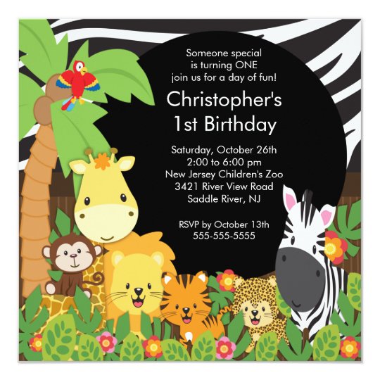 cute safari jungle birthday party invitations zazzle com jungle party invitation wording