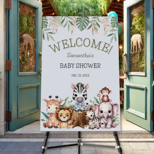 Cute Safari Jungle Boy Baby Shower Welcome Sign
