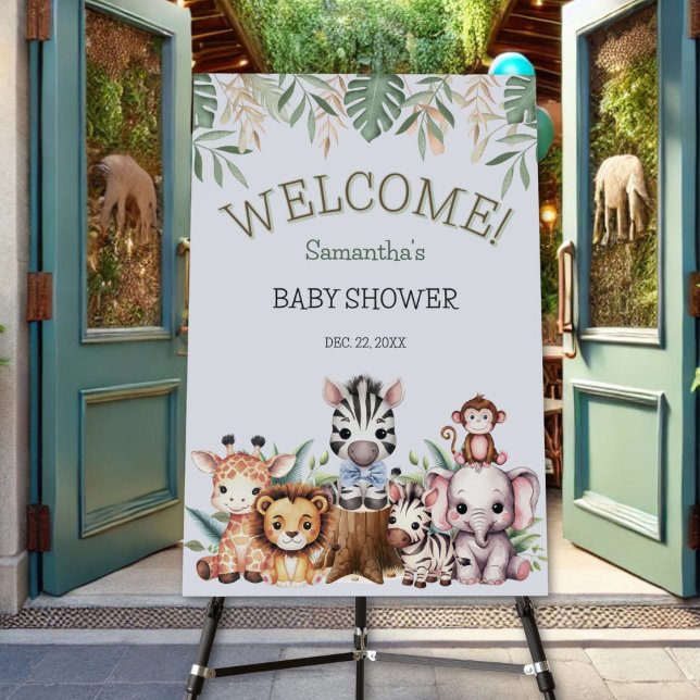 Cute Safari Jungle Boy Baby Shower Welcome Sign (Creator Uploaded)