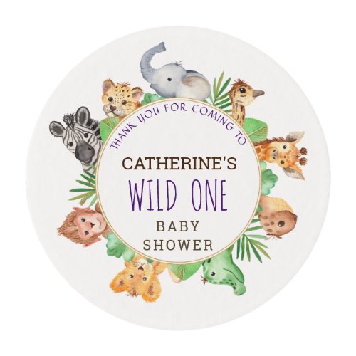 Cute Safari Jungle Boys Baby Shower Favor Edible Frosting Rounds
