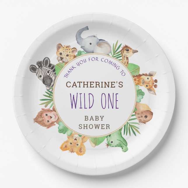 Cute Safari Jungle Boys Baby Shower  Paper Plates (Front)