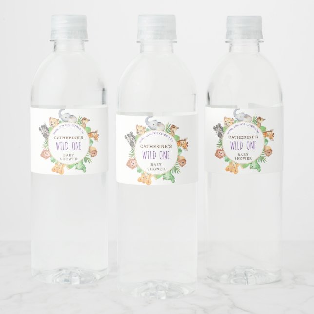 Cute Safari Jungle Boys Baby Shower  Water Bottle Label (Bottles)