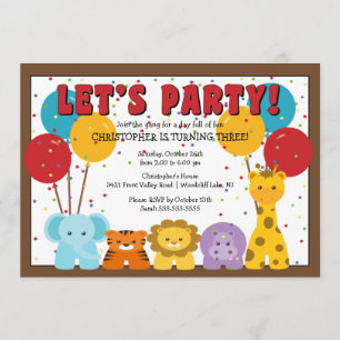 Cute Safari Jungle Kids Birthday Invitation
