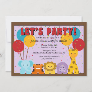 Cute Safari Jungle Kids Birthday Invitation