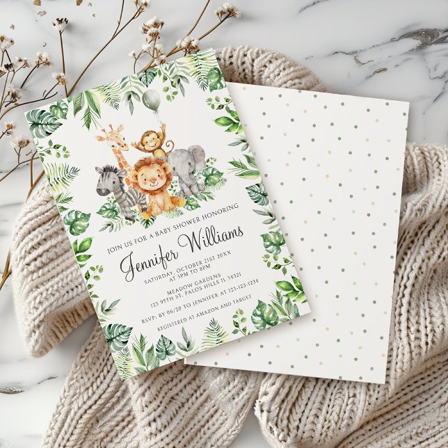 Cute Safari Jungle Wild Animals Baby Boy Shower Invitation (Creator Uploaded)