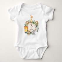 Cute Safari Jungle Wild Animals Custom Monogram Baby Bodysuit