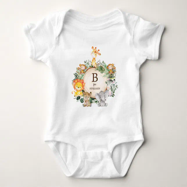 Cute Jungle Animals Safari Personalized Baby Bib main image 1