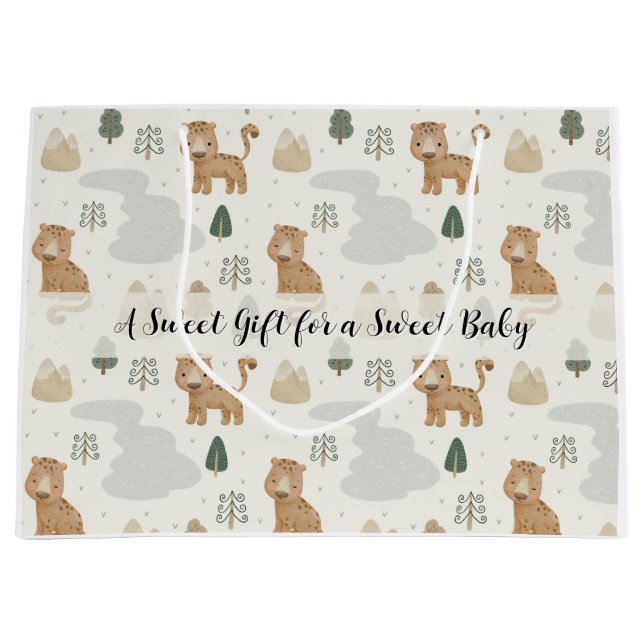 Cute Safari Leopard Pattern Baby Shower Gift Bag (Front)