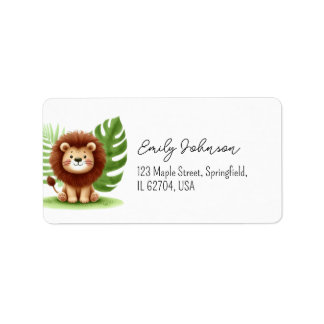 Cute Safari Lion Birthday Label