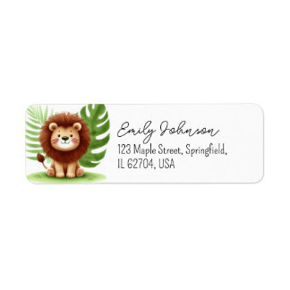 Cute Safari Lion Birthday Label