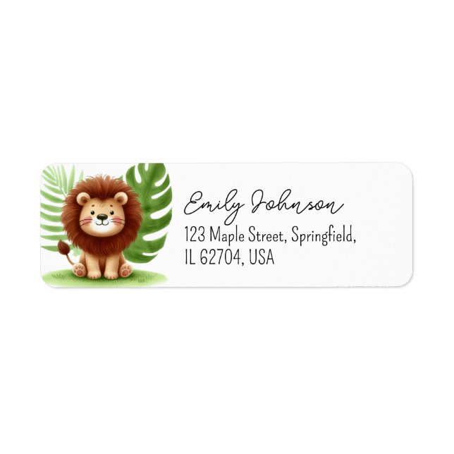 Cute Safari Lion Birthday Label (Front)