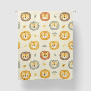 Cute Safari Lion Face Pattern Blackout Curtains