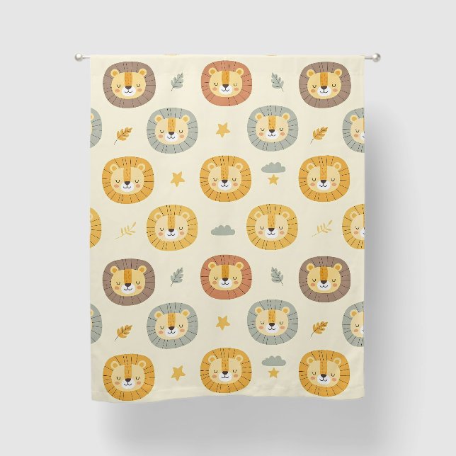 Cute Safari Lion Face Pattern  Blackout Curtains (Front)