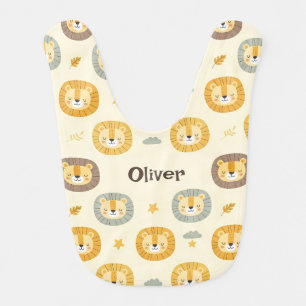 Cute Safari Lion Face Pattern Personalized Baby Bl Bib