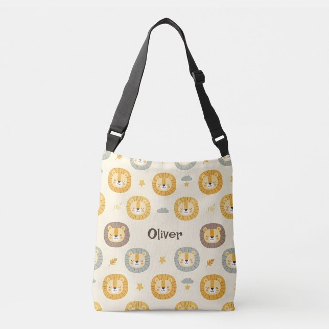 Cute Safari Lion Face Pattern Personalized  Crossbody Bag (Front)