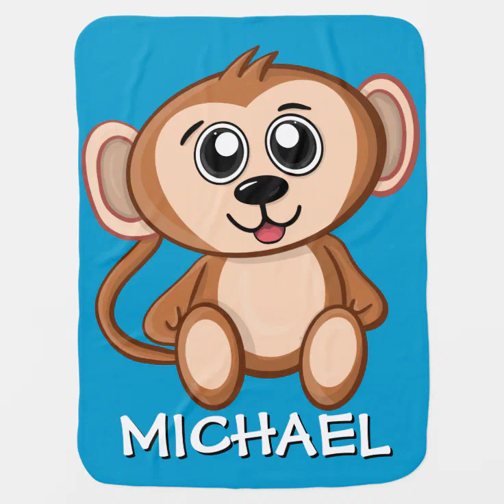 Cute Safari Monkey Blue Cartoon Jungle Name Boy Baby Blanket | Zazzle Cute Safari Monkey Blue Cartoon Jungle Name Boy Baby Blanket | Zazzle