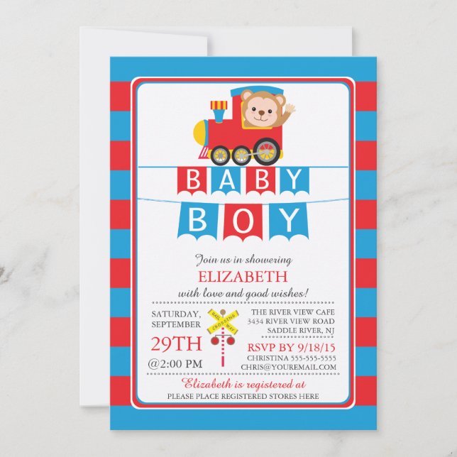 Cute Safari Monkey Boy Baby Shower Invitation (Front)