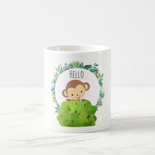 Cute Safari Monkey Hello Coffee Mug