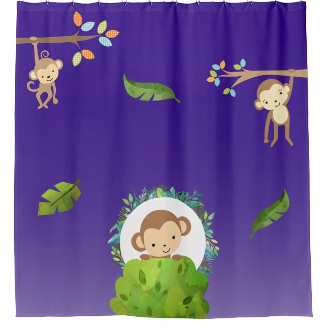 Cute Safari Monkeys Shower Curtain (Front)