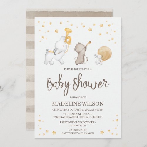 Cute Safari Parade Baby Shower Invitation