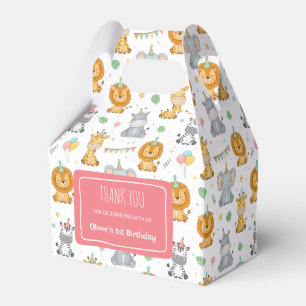 Cute Safari Party Animals Jungle Birthday Favor Boxes
