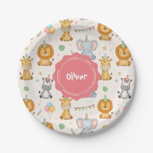 Cute Safari Party Animals Jungle Birthday Paper Plates