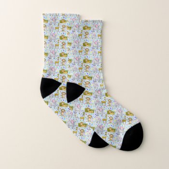 Cute Safari Socks by Shenanigins at Zazzle