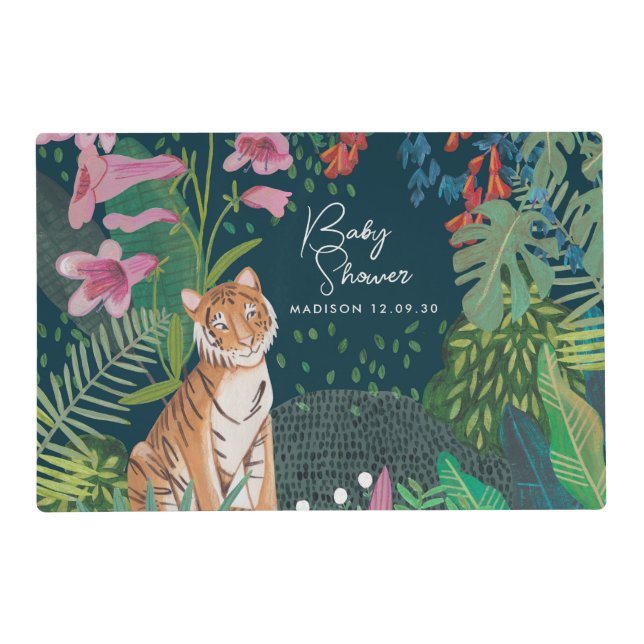 Cute Safari Tiger Jungle New Baby Shower    Placemat (Front)