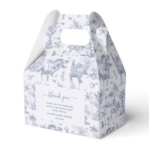 Cute Safari Toile de Jouy | Blue Baby Shower Favor Boxes