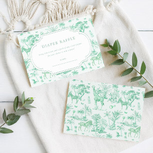 Cute Safari Toile de Jouy Diaper Raffle Enclosure Card