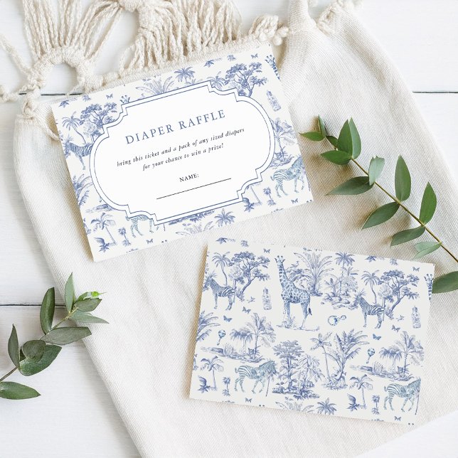 Cute Safari Toile de Jouy | Diaper Raffle Enclosure Card (Creator Uploaded)