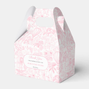 Cute Safari Toile de Jouy Girl Baby Shower Favor Boxes