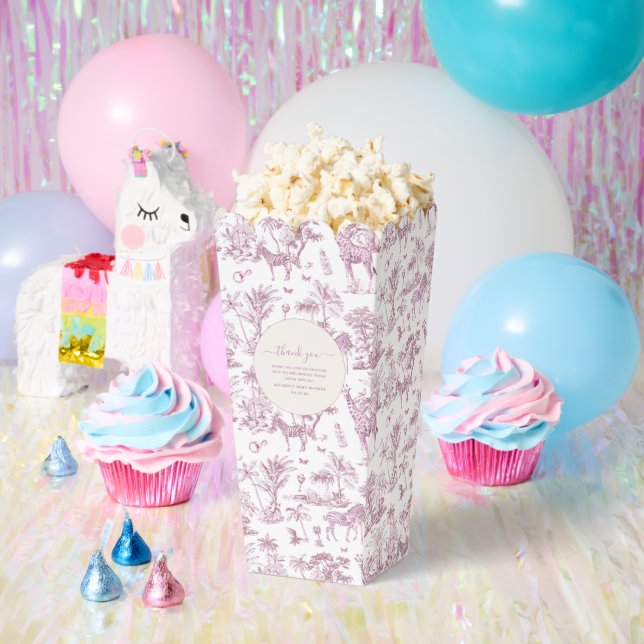 Cute Safari Toile de Jouy | Pink Baby Shower Favor Favor Boxes (Party)