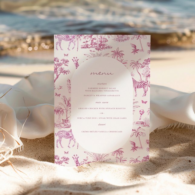 Cute Safari Toile de Jouy | Pink Baby Shower Poster (Creator Uploaded)