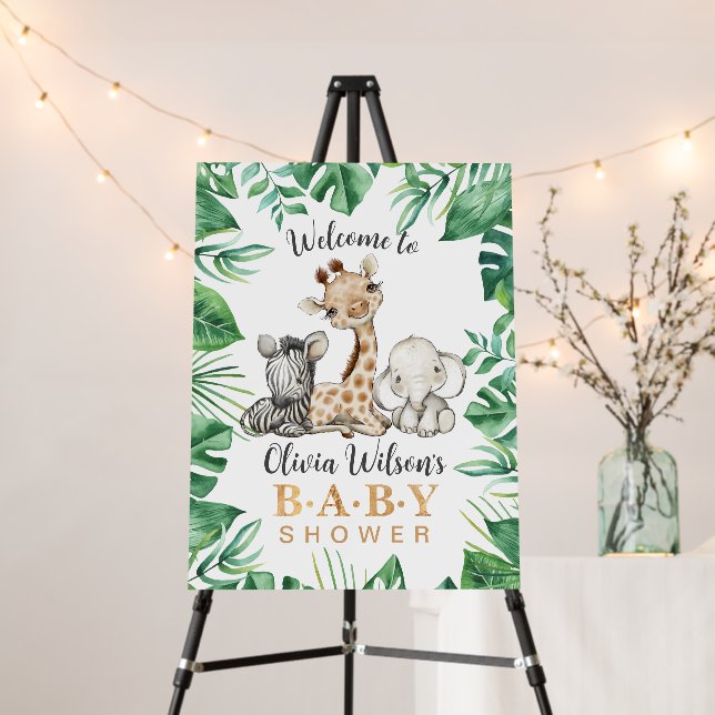 Cute Safari Wild Baby Shower Welcome Foam Board (In Situ (Stand))