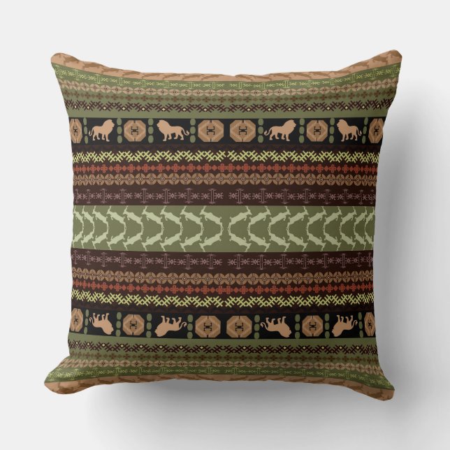 Cute safari wild geometric pattern throw pillow (Front)